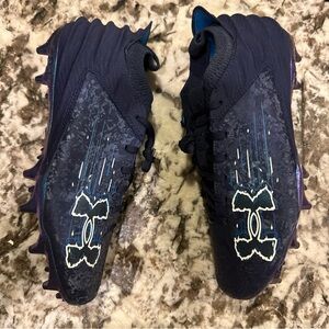 Under Armour Blur Smoke 2.0 MC Suede Mens Size 9 Football Cleats Navy Blue NEW